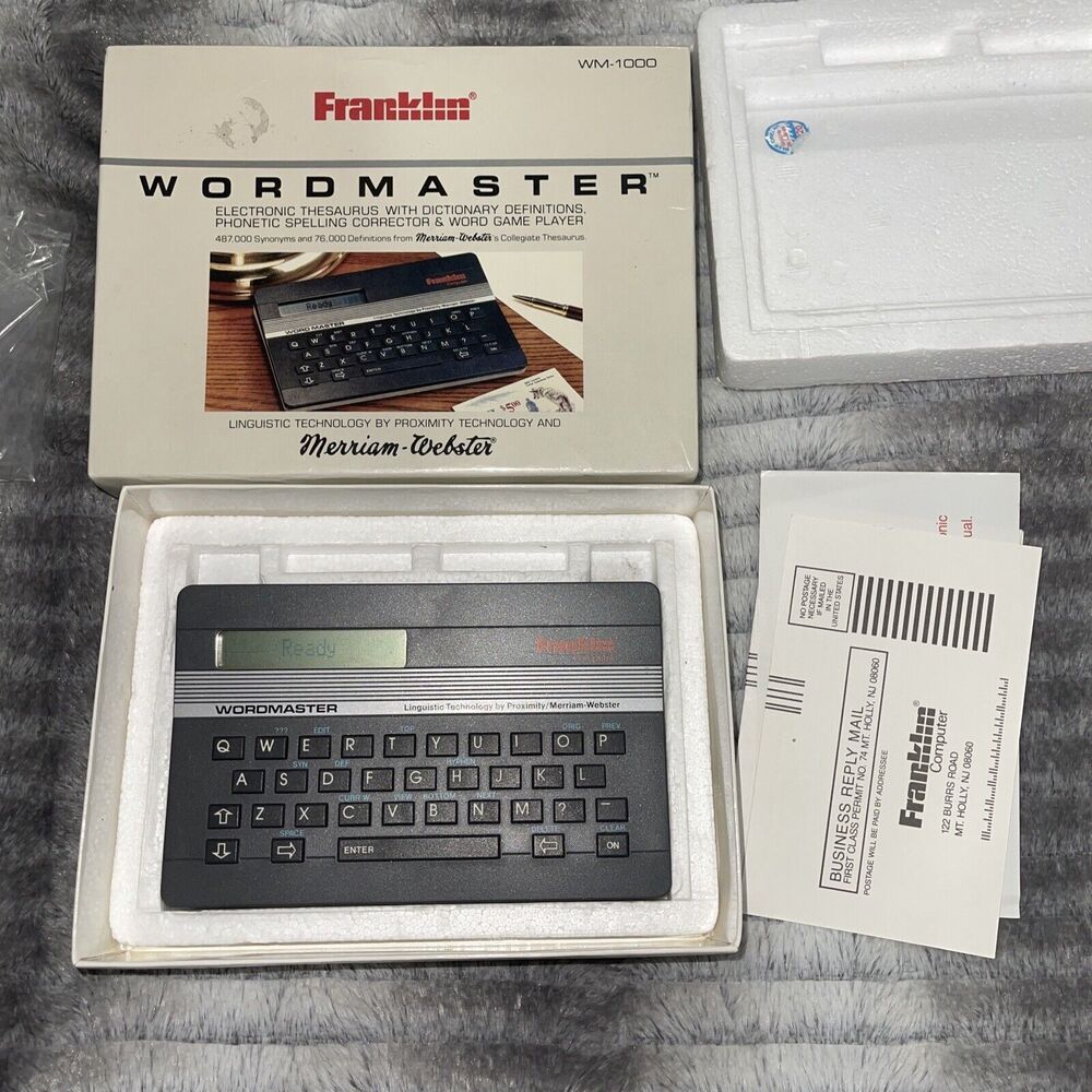 Vintage (1987) Franklin Wordmaster WM-1000 Pocket Electronic Speller Thesaurus